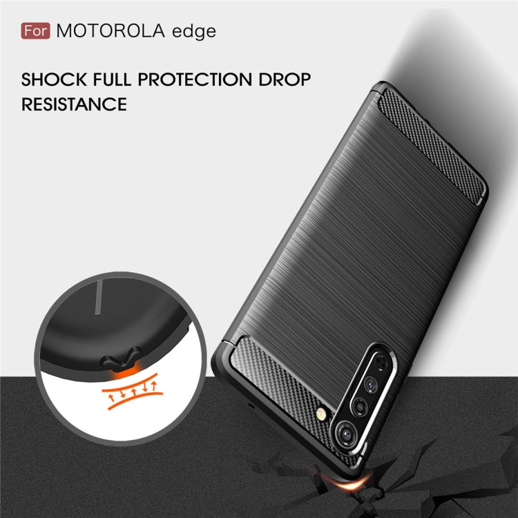 For Motorola Moto Edge Brushed Texture Carbon Fiber TPU Case, For Motorola Moto Edge