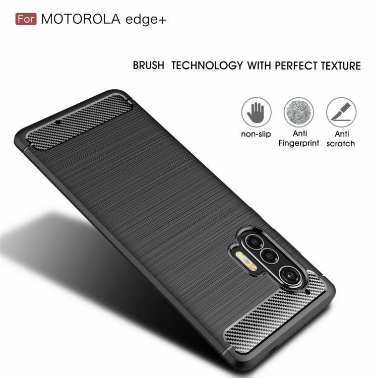 For Motorola Moto Edge Plus 2020 Brushed Texture Carbon Fiber TPU Case, For Motorola Moto Edge Plus 2020