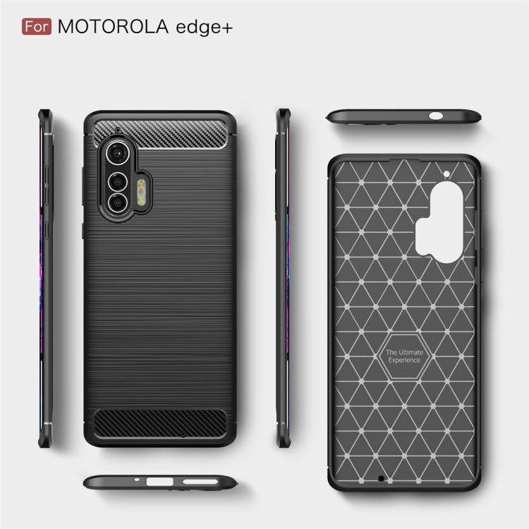 For Motorola Moto Edge Plus 2020 Brushed Texture Carbon Fiber TPU Case, For Motorola Moto Edge Plus 2020