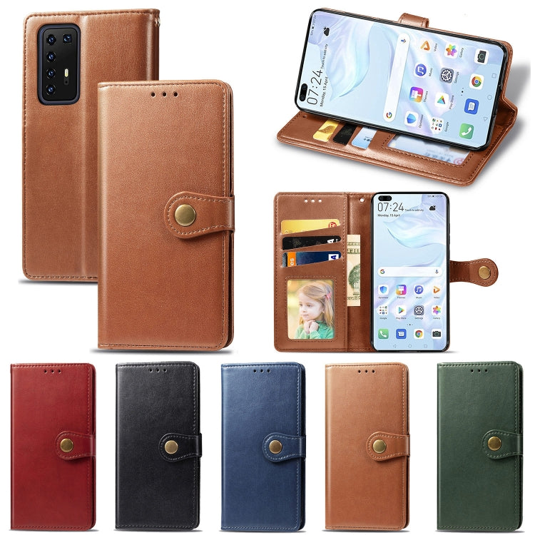For Huawei P40 Pro Retro Solid Color Leather Buckle Phone Case with Lanyard & Photo Frame & Card Slot & Wallet & Stand Function, For Huawei P40 Pro
