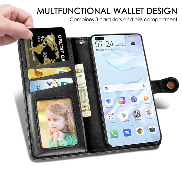 For Huawei P40 Pro Retro Solid Color Leather Buckle Phone Case with Lanyard & Photo Frame & Card Slot & Wallet & Stand Function, For Huawei P40 Pro