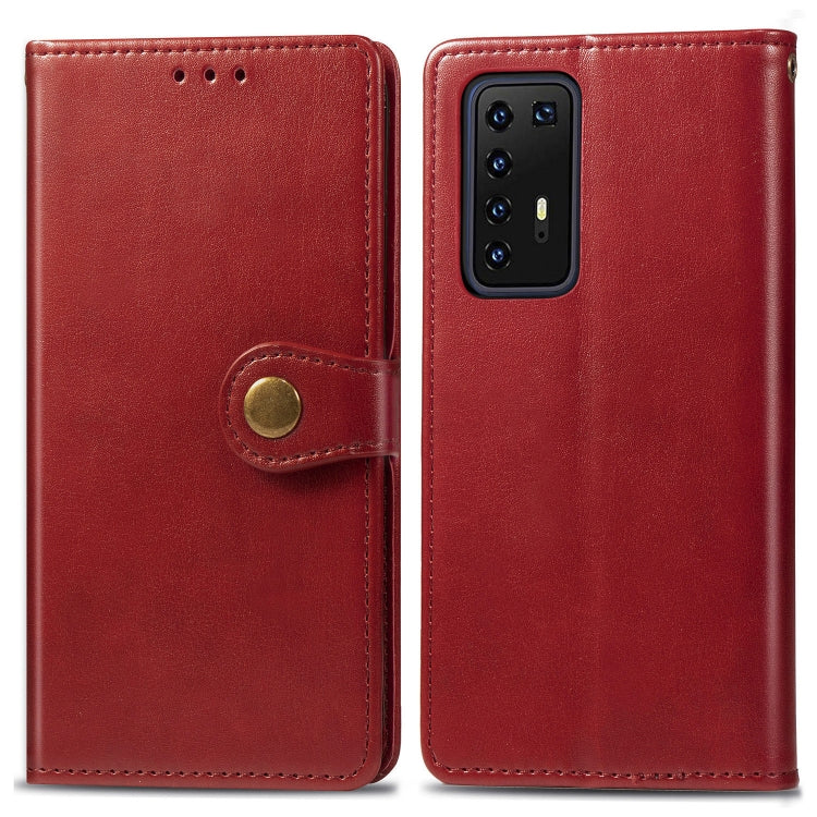 For Huawei P40 Pro Retro Solid Color Leather Buckle Phone Case with Lanyard & Photo Frame & Card Slot & Wallet & Stand Function, For Huawei P40 Pro