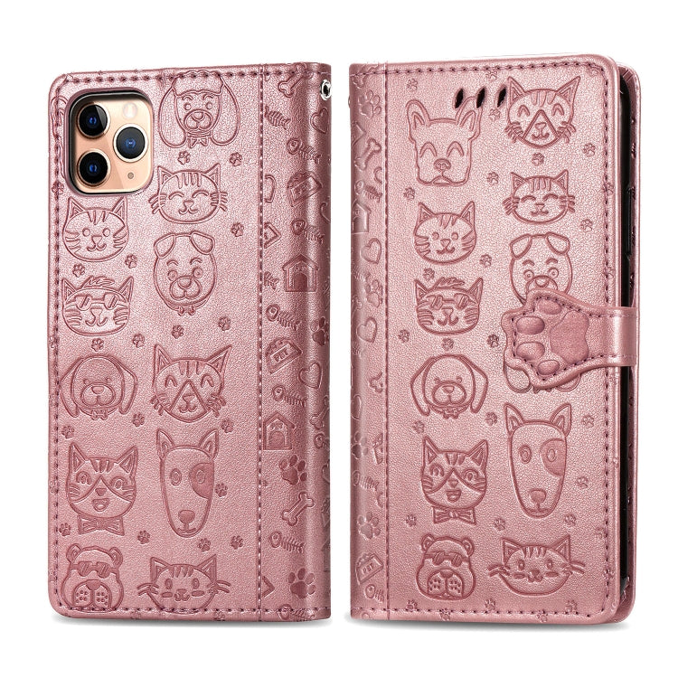 Cute Cat and Dog Embossed Horizontal Flip PU Leather Case with Holder / Card Slot / Wallet / Lanyard, For iPhone 11 Pro Max, For iPhone 11, For iPhone XS/X, For iPhone XR, For iPhone XS Max, For iPhone 8/7, For iPhone 8Plus/7Plus