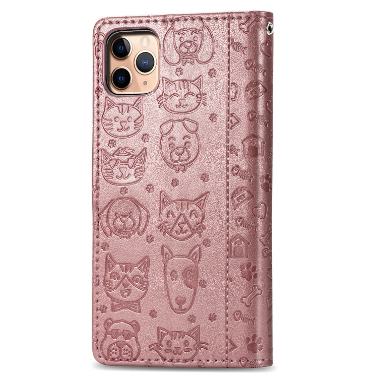 Cute Cat and Dog Embossed Horizontal Flip PU Leather Case with Holder / Card Slot / Wallet / Lanyard, For iPhone 11 Pro Max, For iPhone 11, For iPhone XS/X, For iPhone XR, For iPhone XS Max, For iPhone 8/7, For iPhone 8Plus/7Plus
