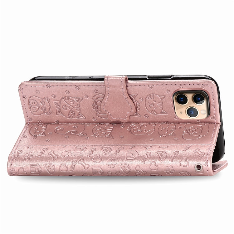 Cute Cat and Dog Embossed Horizontal Flip PU Leather Case with Holder / Card Slot / Wallet / Lanyard, For iPhone 11 Pro Max, For iPhone 11, For iPhone XS/X, For iPhone XR, For iPhone XS Max, For iPhone 8/7, For iPhone 8Plus/7Plus