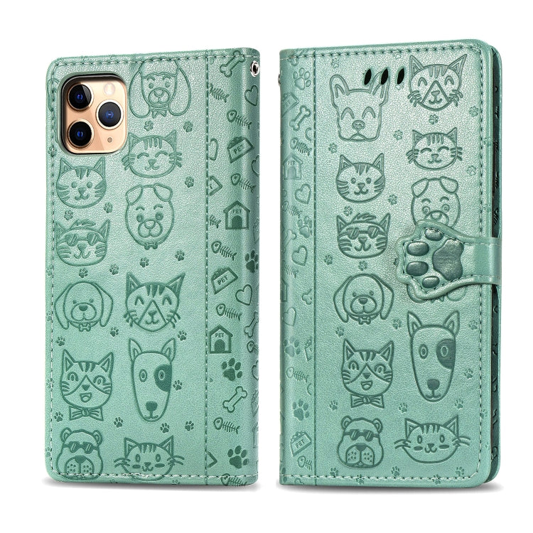 Cute Cat and Dog Embossed Horizontal Flip PU Leather Case with Holder / Card Slot / Wallet / Lanyard, For iPhone 11 Pro Max, For iPhone 11, For iPhone XS/X, For iPhone XR, For iPhone XS Max, For iPhone 8/7, For iPhone 8Plus/7Plus