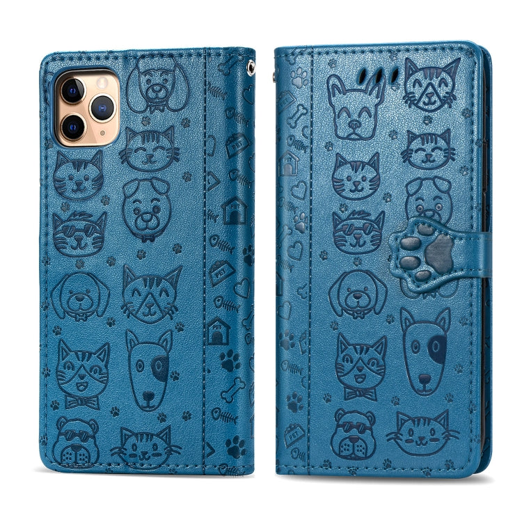 Cute Cat and Dog Embossed Horizontal Flip PU Leather Case with Holder / Card Slot / Wallet / Lanyard, For iPhone 11 Pro Max, For iPhone 11, For iPhone XS/X, For iPhone XR, For iPhone XS Max, For iPhone 8/7, For iPhone 8Plus/7Plus