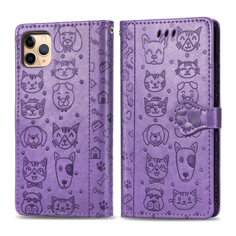 Cute Cat and Dog Embossed Horizontal Flip PU Leather Case with Holder / Card Slot / Wallet / Lanyard, For iPhone 11 Pro Max, For iPhone 11, For iPhone XS/X, For iPhone XR, For iPhone XS Max, For iPhone 8/7, For iPhone 8Plus/7Plus