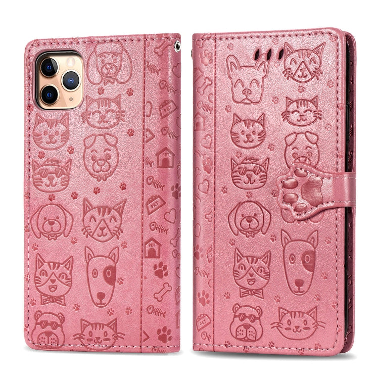 Cute Cat and Dog Embossed Horizontal Flip PU Leather Case with Holder / Card Slot / Wallet / Lanyard, For iPhone 11 Pro Max, For iPhone 11, For iPhone XS/X, For iPhone XR, For iPhone XS Max, For iPhone 8/7, For iPhone 8Plus/7Plus