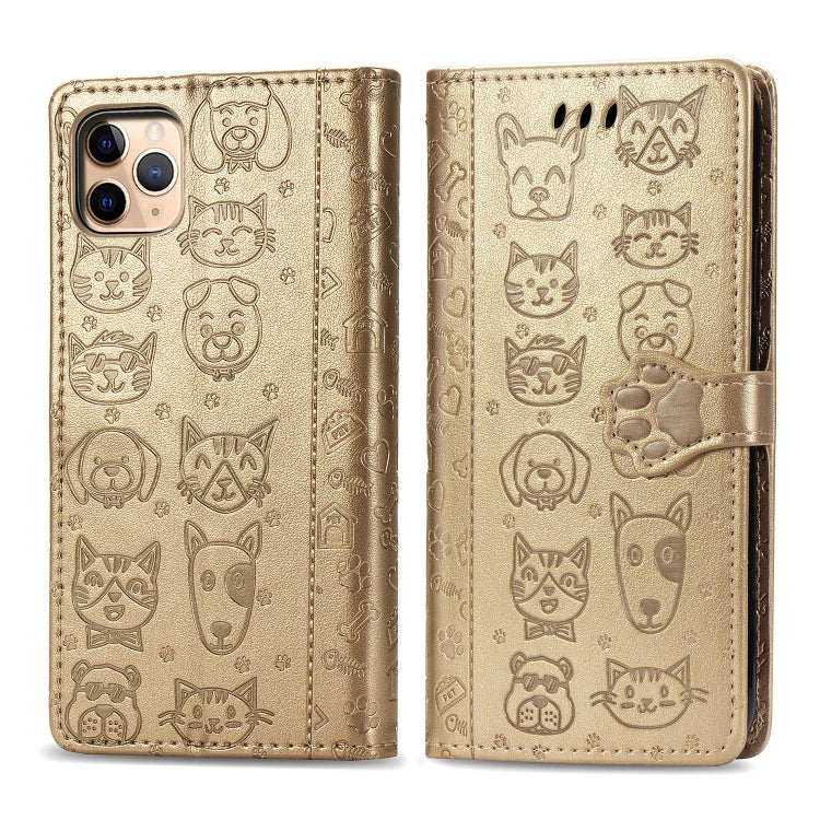 Cute Cat and Dog Embossed Horizontal Flip PU Leather Case with Holder / Card Slot / Wallet / Lanyard, For iPhone 11 Pro Max, For iPhone 11, For iPhone XS/X, For iPhone XR, For iPhone XS Max, For iPhone 8/7, For iPhone 8Plus/7Plus