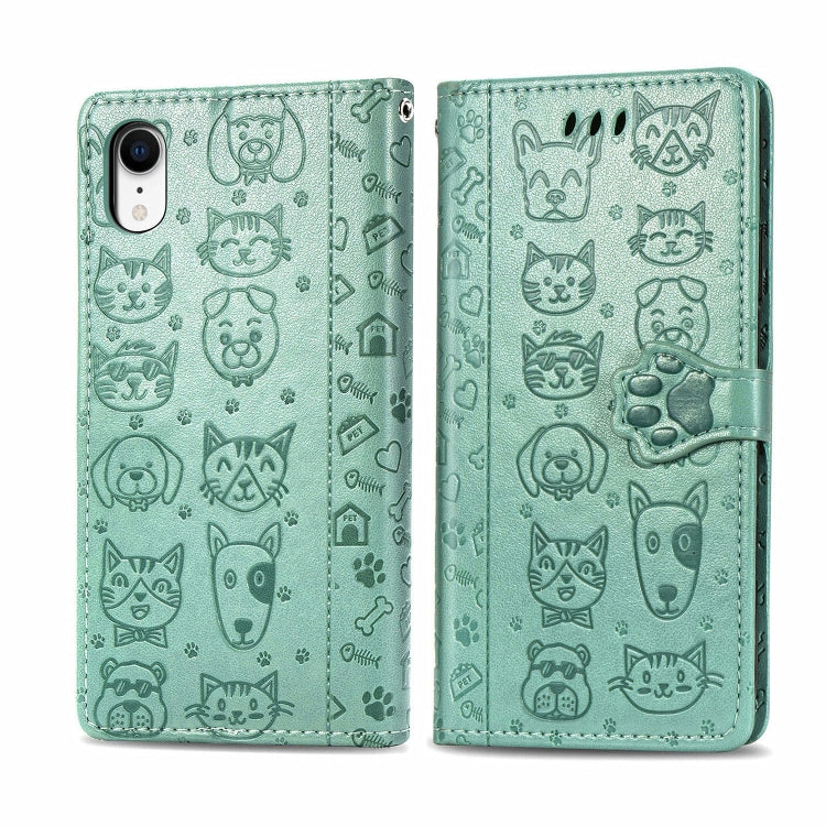 Cute Cat and Dog Embossed Horizontal Flip PU Leather Case with Holder / Card Slot / Wallet / Lanyard, For iPhone 11 Pro Max, For iPhone 11, For iPhone XS/X, For iPhone XR, For iPhone XS Max, For iPhone 8/7, For iPhone 8Plus/7Plus