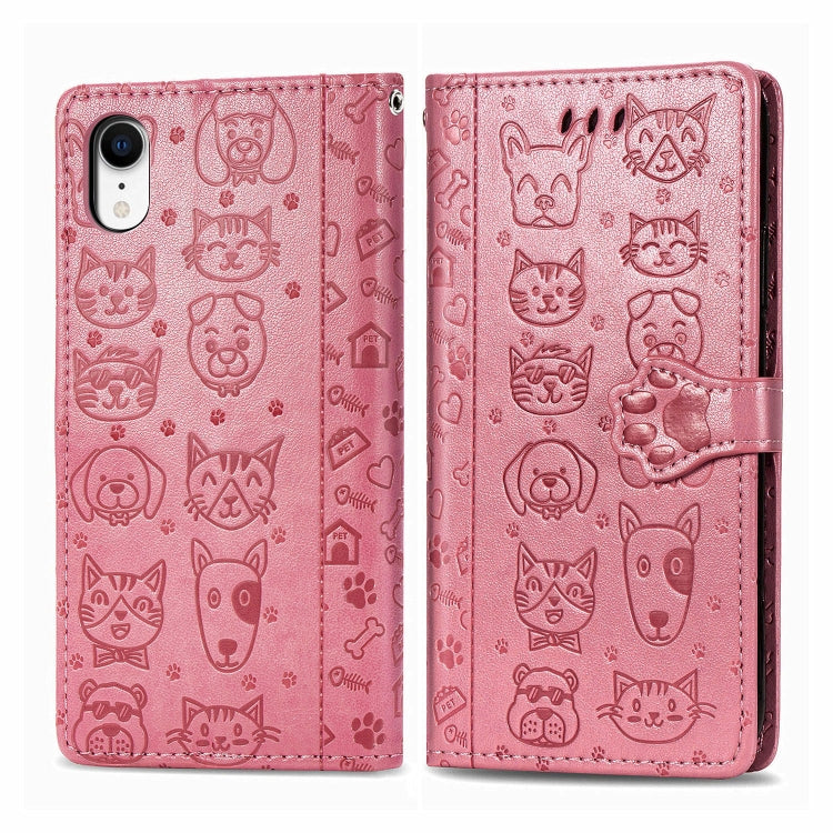 Cute Cat and Dog Embossed Horizontal Flip PU Leather Case with Holder / Card Slot / Wallet / Lanyard, For iPhone 11 Pro Max, For iPhone 11, For iPhone XS/X, For iPhone XR, For iPhone XS Max, For iPhone 8/7, For iPhone 8Plus/7Plus