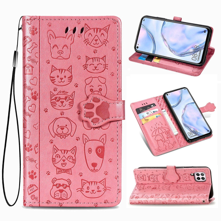 For Huawei P40 Lite/Nova 7i/Nova 6se Cute Cat and Dog Embossed Horizontal Flip Leather Case with Bracket / Card Slot / Wallet / Lanyard, For Huawei P40 Lite