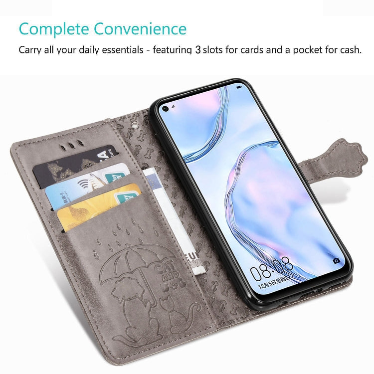 For Huawei P40 Lite/Nova 7i/Nova 6se Cute Cat and Dog Embossed Horizontal Flip Leather Case with Bracket / Card Slot / Wallet / Lanyard, For Huawei P40 Lite