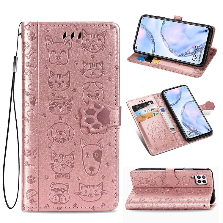 For Huawei P40 Lite/Nova 7i/Nova 6se Cute Cat and Dog Embossed Horizontal Flip Leather Case with Bracket / Card Slot / Wallet / Lanyard, For Huawei P40 Lite