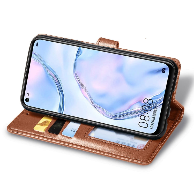 For Huawei P40 Lite/Nova 7i/Nova 6se Retro Solid Color Leather Buckle Phone Case with Lanyard & Photo Frame & Card Slot & Wallet & Stand Function, For Huawei P40 Lite