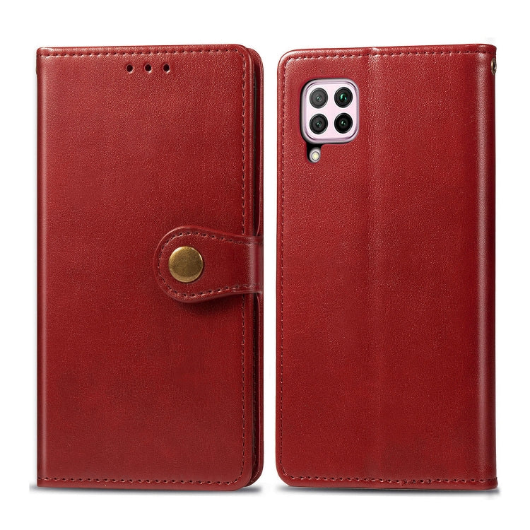 For Huawei P40 Lite/Nova 7i/Nova 6se Retro Solid Color Leather Buckle Phone Case with Lanyard & Photo Frame & Card Slot & Wallet & Stand Function, For Huawei P40 Lite