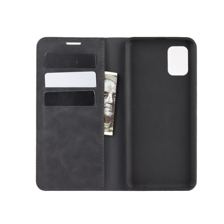 For Galaxy A31 Retro-skin Business Magnetic Suction Leather Case with Holder & Card Slots & Wallet, For Galaxy A31
