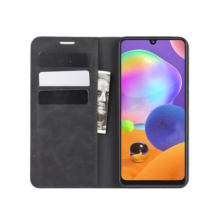 For Galaxy A31 Retro-skin Business Magnetic Suction Leather Case with Holder & Card Slots & Wallet, For Galaxy A31