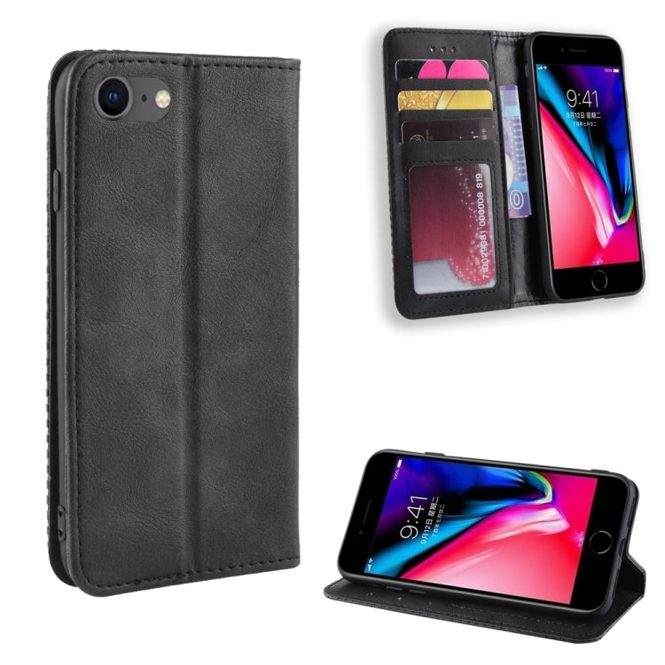 For iPhone SE (2020) Magnetic Buckle Retro Crazy Horse Texture Horizontal Flip Leather Case  , with Holder & Card Slots & Photo Frame, For iPhone SE 2022 / SE 2020