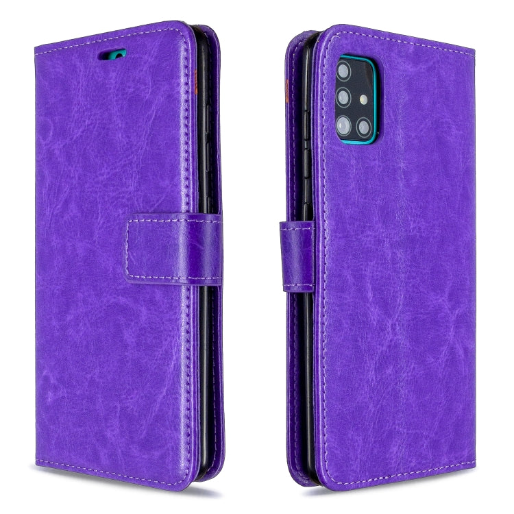 For Galaxy A51 Crazy Horse Texture Horizontal Flip Leather Case with Holder & Card Slots & Wallet & Photo Frame, For Galaxy A51