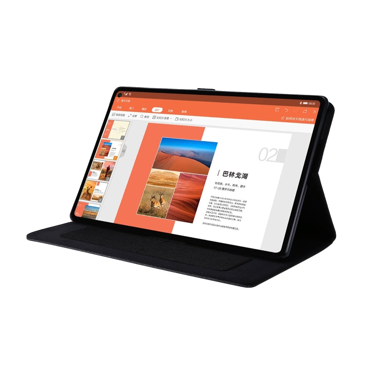 Horizontal Flip TPU + Fabric PU Leather Protective Case with Name Card Clip, For Lenovo M10 Plus