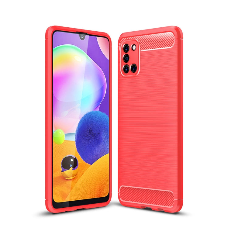 For Galaxy A31 Brushed Texture Carbon Fiber TPU Case, For Galaxy A31