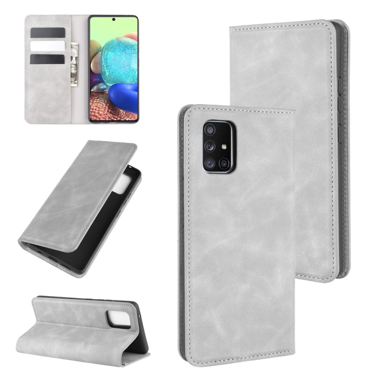 For Galaxy A71 5G Retro-skin Business Magnetic Suction Leather Case with Holder & Card Slots & Wallet, For Galaxy A71 5G