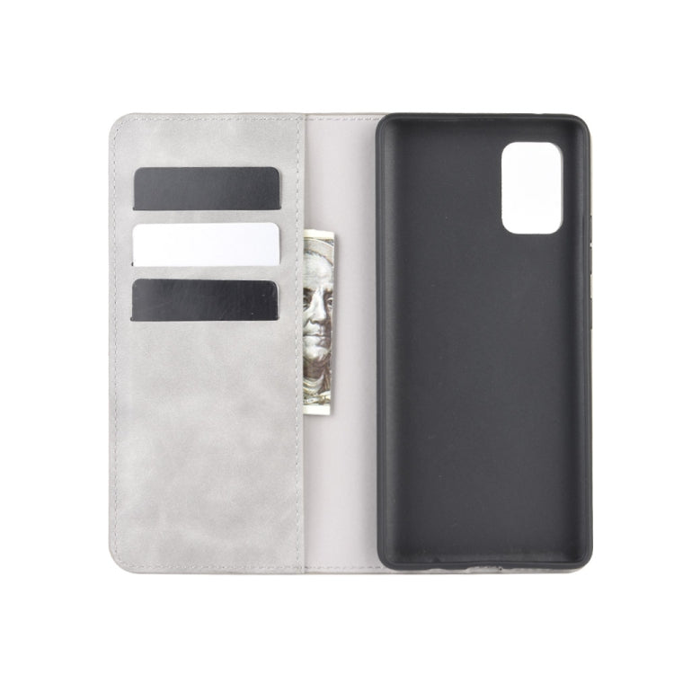 For Galaxy A71 5G Retro-skin Business Magnetic Suction Leather Case with Holder & Card Slots & Wallet, For Galaxy A71 5G