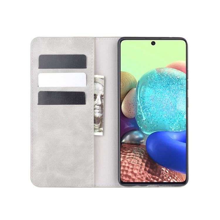 For Galaxy A71 5G Retro-skin Business Magnetic Suction Leather Case with Holder & Card Slots & Wallet, For Galaxy A71 5G