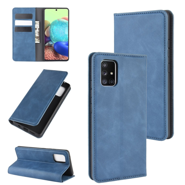 For Galaxy A71 5G Retro-skin Business Magnetic Suction Leather Case with Holder & Card Slots & Wallet, For Galaxy A71 5G