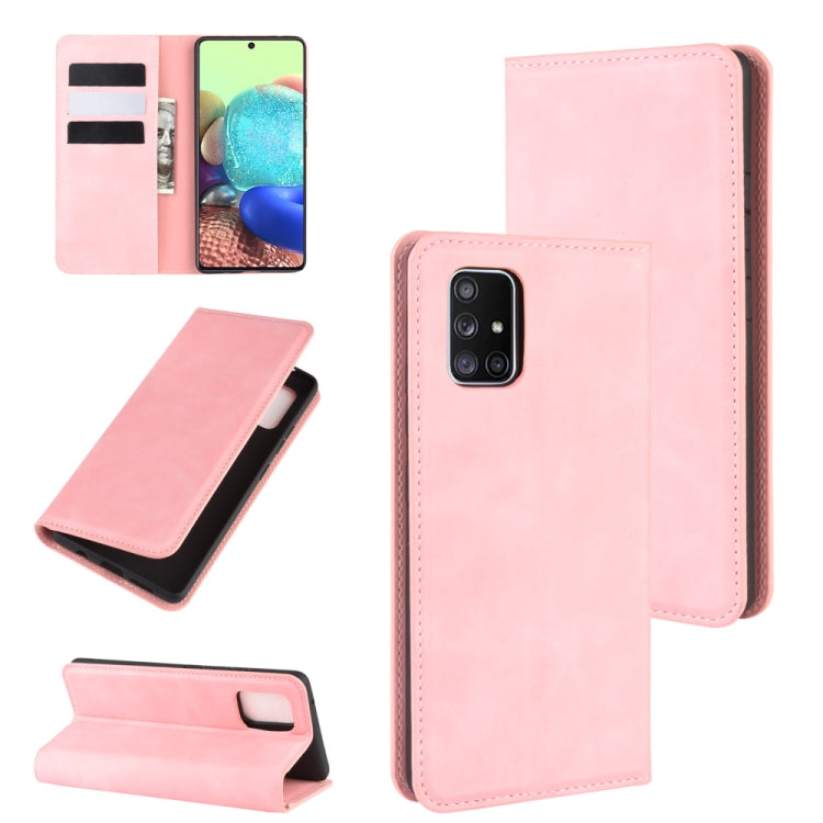 For Galaxy A71 5G Retro-skin Business Magnetic Suction Leather Case with Holder & Card Slots & Wallet, For Galaxy A71 5G