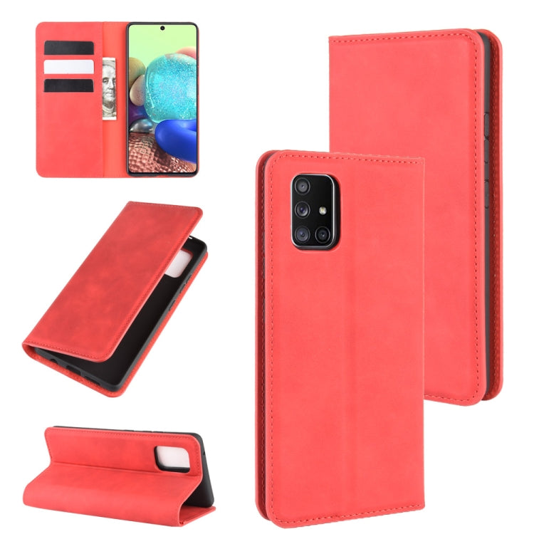 For Galaxy A71 5G Retro-skin Business Magnetic Suction Leather Case with Holder & Card Slots & Wallet, For Galaxy A71 5G