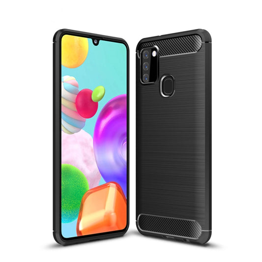 For Galaxy A21s Brushed Texture Carbon Fiber TPU Case, For Galaxy A21s