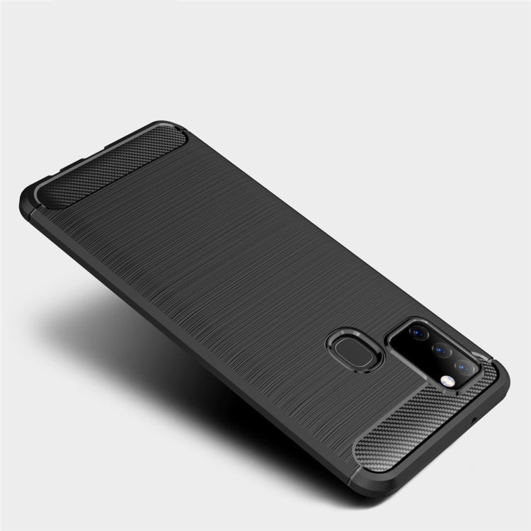 For Galaxy A21s Brushed Texture Carbon Fiber TPU Case, For Galaxy A21s