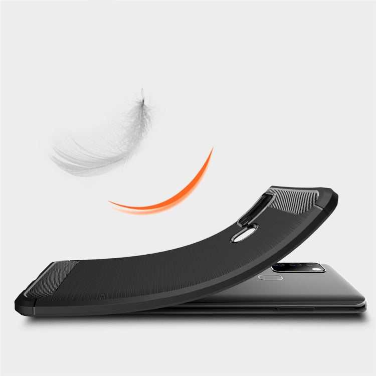For Galaxy A21s Brushed Texture Carbon Fiber TPU Case, For Galaxy A21s