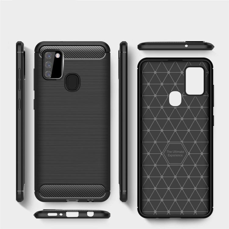 For Galaxy A21s Brushed Texture Carbon Fiber TPU Case, For Galaxy A21s