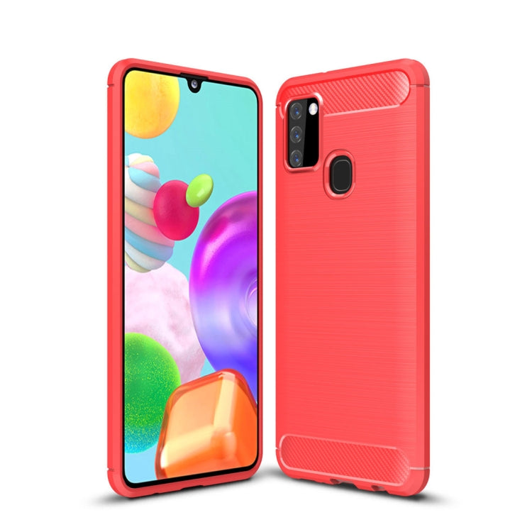 For Galaxy A21s Brushed Texture Carbon Fiber TPU Case, For Galaxy A21s