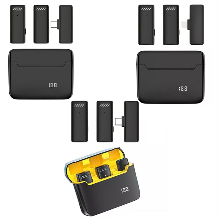 Wireless Lavalier Noise Canceling Microphone with Charging Case, S13 One To Two Yellow Case USB-C/Type-C Interface, S13 Dual Microphone Black USB-C/Type-C Interface, S13 Dual Microphone Black 8 Pin Interface