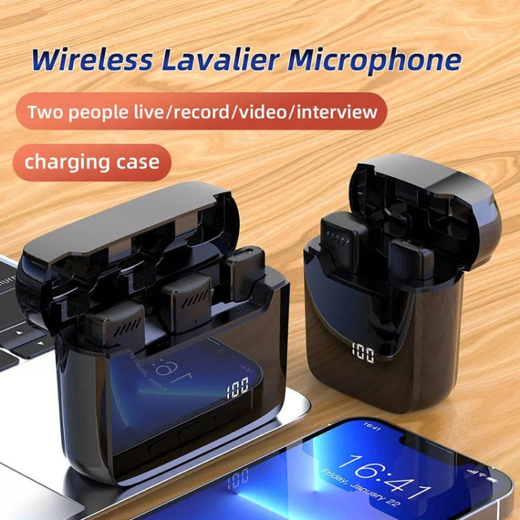 Wireless Lavalier Noise Canceling Microphone with Charging Case, S13 One To Two Yellow Case USB-C/Type-C Interface, S13 Dual Microphone Black USB-C/Type-C Interface, S13 Dual Microphone Black 8 Pin Interface