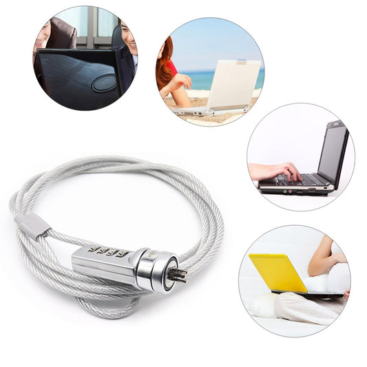 Four Digit Computer Lock Notebook Universal Anti-theft Password Lock, Diameter 3.5 mm Length 1.2 m