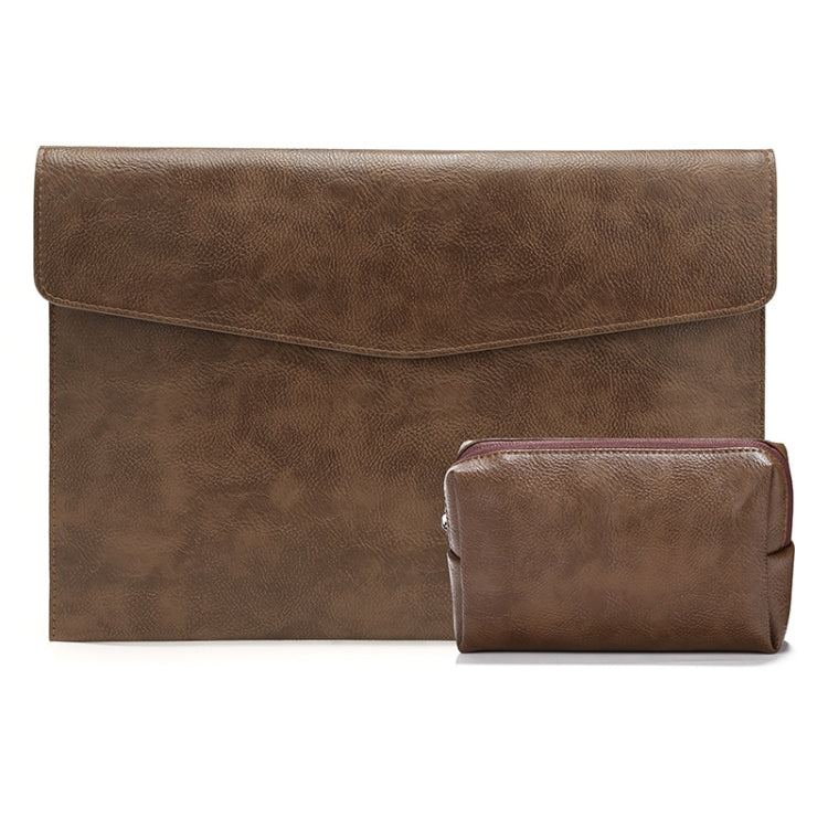 PU Leather Litchi Pattern Sleeve Case For 14 Inch Laptop, Style:, Single Bag (Light Brown), Single Bag  (Dark Brown), Single Bag ( Black, Liner Bag + Power Bag  (Light Brown), Liner Bag + Power Bag  (Dark Brown), Liner Bag + Power Bag  (Black)