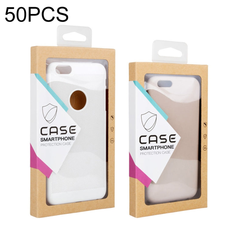 50 PCS Kraft Paper Phone Case Leather Case Packaging Box, L 5.8-6.7 Inch, S 4.7 Inch