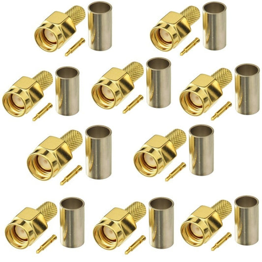 Plug Connector Crimp For RG58 / LMR195 / RG142 / RG400, 10pcs SMA Male, 10pcs SMA Female, 10pcs RP SMA Male, 10pcs RP SMA Female
