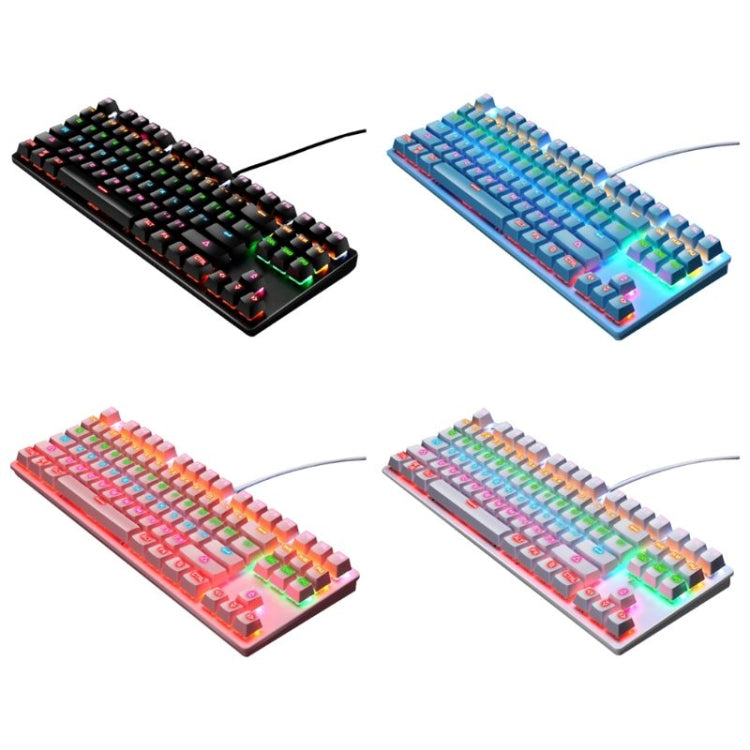 LEAVEN K550 87 Keys Green Shaft Gaming Athletic Office Notebook Punk Mechanical Keyboard, Cable Length: 1.8m, Black, White, Pink, Blue