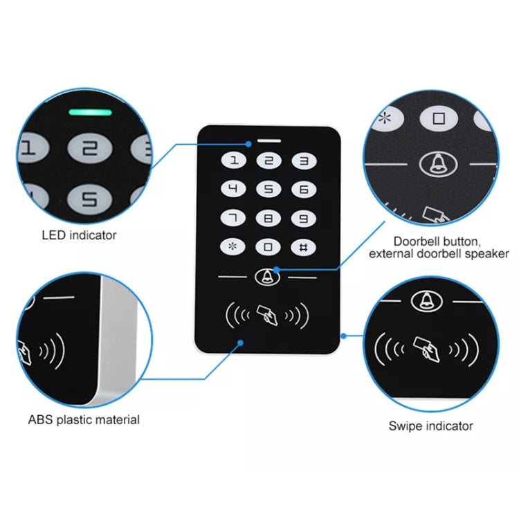Simple IDIC Card Access Control All-in-one Machine Key Touch Access Control Controller Induction Card  Password, A1-Physical Buttons