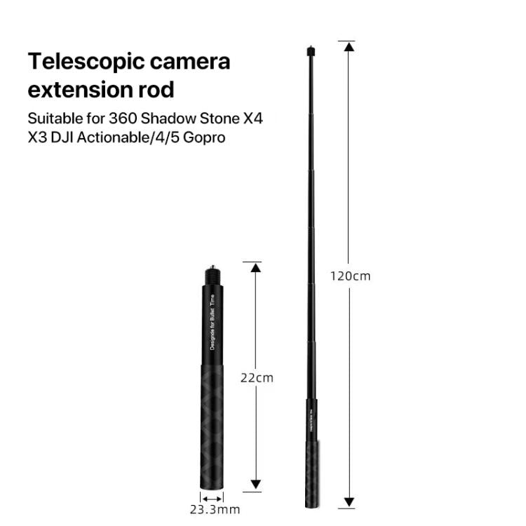 1.2m Action Camera Accessories Selfie Stick for Insta360 ONE X and ONE Sport Camera Handle Accessories, 1.2m for Insta360 ONE X / ONE