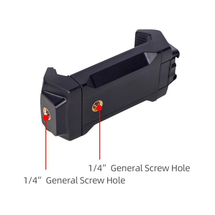 Live Broadcast Tripod Mount Phone Clamp with 1/4 inch Screw Holes & Cold Shoe Base, Phone Clamp