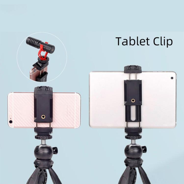 Live Broadcast Tripod Mount Phone Clamp with 1/4 inch Screw Holes & Cold Shoe Base, Phone Clamp