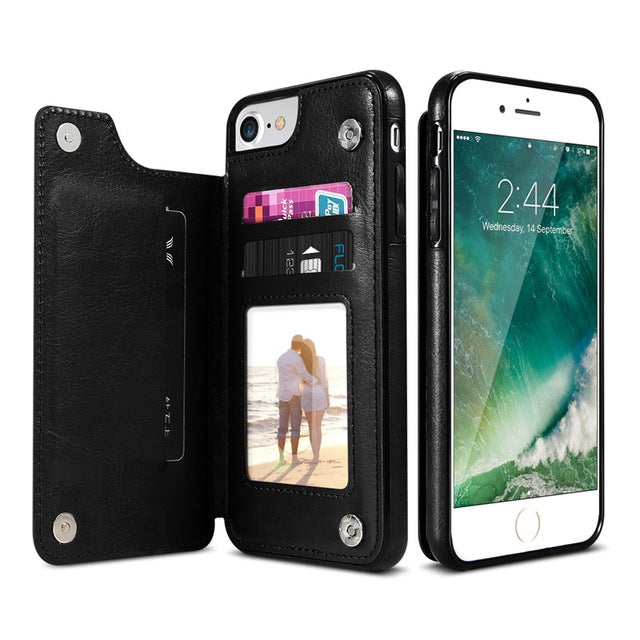 For iPhone 7 Plus / 8 Plus Retro PU Leather Case Multi Card Holders Phone Cases(Brown), For iPhone 7 Plus